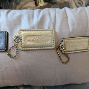 Coach Metallic Gold Leather Bag Tag Duo